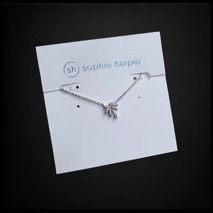 New Sophie Harper Jeweled Silver Colored Dainty Palm Tree Beach Lover Necklace - Picture 1 of 5
