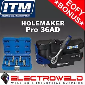 HOLEMAKER Pro 36 AD Magnetic Drill + Annular Cutter Asset A, Broach - HMPRO36AD - Picture 1 of 5