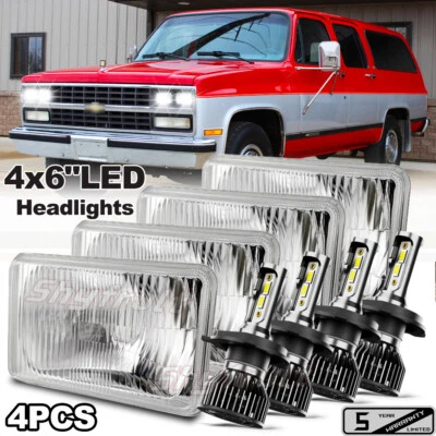 4pcs '' LED Headlights Hi/Lo For Chevrolet R1500 R2500 Suburban 1989-1991 Foto 1 de 4