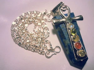 Lapislazuli Chakra Anhänger mit altägyptischem Anch Ankh Kreuz Cross - Bild 1 von 2