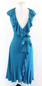 Neu mit Etikett Diane von Furstenberg Malloricita türkisblau Rüschen Jersey Wickelkleid Größe 0 - Bild 1 von 5