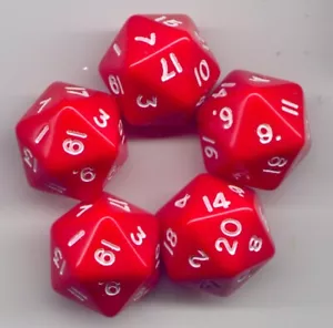 RPG Dice Set of 5 D20 - Opaque Red - Picture 1 of 1