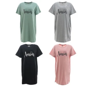 FIL Women's Short Sleeve T-shirt Tee Dress w Pockets Casual Loungewear - Picture 1 of 33