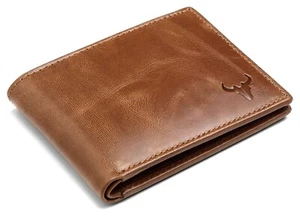 Men’s Bifold Wallet – Genuine Leather RFID Blocking – Slim Brown Gift Wallet - Picture 1 of 5
