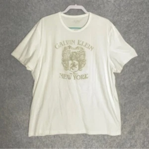 Calvin Klein Para Hombre XL Blanco Gráfico Camiseta Informal Moderna Algodón Camiseta - Imagen 1 de 6