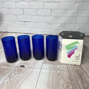 Authentic LIBBEY-Vintage Cobalt Blue Glasses 6” tall, set of 4 - Read Descrip. - Picture 1 of 10