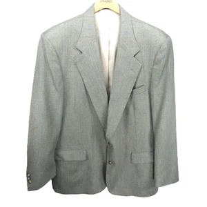 Vintage Hunting Horn J. Riggings Mens Beige Blue 44R Knit Herringbone Sport Coat - Picture 1 of 17