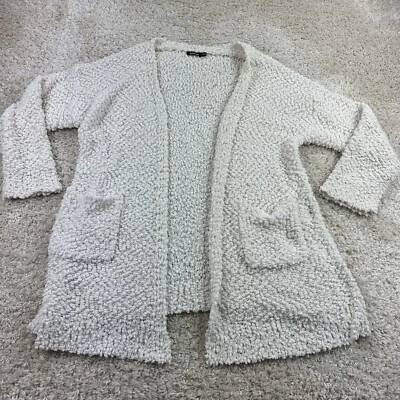 Boohoo Womens Size 16-18 Bubble Knit Cardigan Long Sleeve Pocket Front Off White - Image 1 of 4