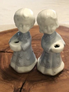 Vintage Porcelain Choir Boy & Girl Candle Holder Figure Christmas Cerubs Holiday - Picture 1 of 8