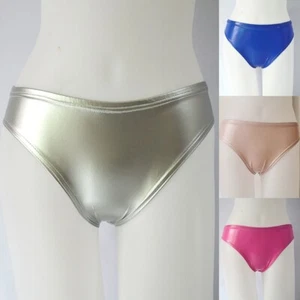 Sexy Pink Faux Leather Shiny Wet Look Panties Bikini Thong Brief Clubwear - Picture 1 of 16