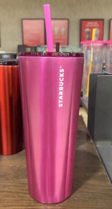 Starbucks Pink Scalloped Stainless Cup Glitter Steel Cold Tumbler Venti 24oz Neu - Bild 1 von 12