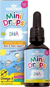 Natures Aid DHA Omega-3 Mini Drops for Infants and Children, Sugar Free, 50 Ml