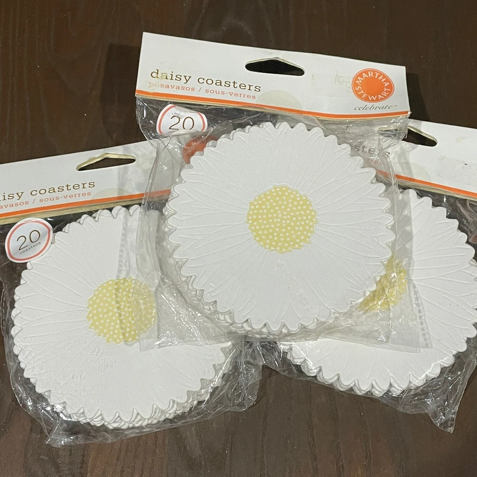 (60) Posavasos Martha Stewart Celebrate Flor Margarita Nuevo Fiesta Ducha Nupcial Bebé Foto 1 de 4