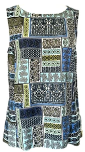 J Jill Tank Top Sz M Womens Blue Green White Multicolor Blouse Sleeveless - Picture 1 of 10