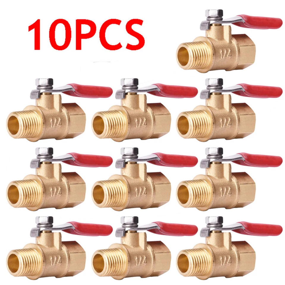 1/4" Brass Ball Valve Shut off Switch Male and Female NPT Pipe Fitting 2pack