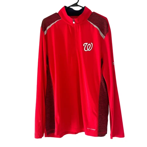 Washington Nationals Majestic Cool Base Red 1/4 Zip Pullover Long Sleeve Size XL Cover