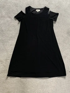 Ronni Nicole Dress Black Stretchy Loose Lined Cold Shoulder Style Smart Size 14 - Picture 1 of 4