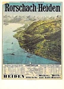 Rorschach-Heiden-Bahn AK Plakat für 1880 Fahrplan Nachdruck Repro Ansichtskarte - Bild 1 von 2