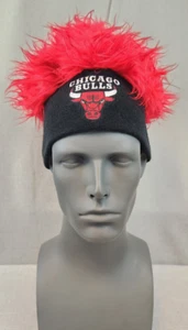 NEW FlairHair NBA Chicago Bulls Basketball Logo Red Black Wild Crazy Fan Cap Hat - Picture 1 of 7