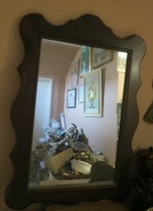 Vintage Antique American Mirror Carved Mahogany Wood Frame 21" x 31" - Picture 1 of 10