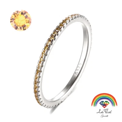 Anello Veretta Girodito Oro in argento 925 rodiato - Rainbow Collection - Immagine 1 di 4