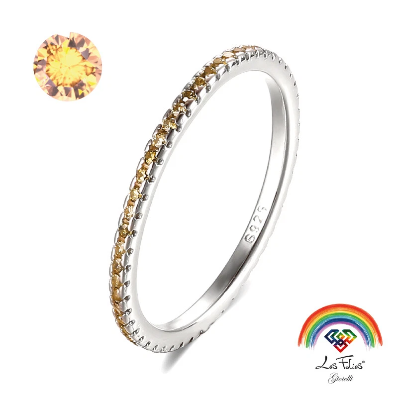 Anello Veretta Girodito Oro in argento 925 rodiato - Rainbow Collection - Immagine 1 di 4