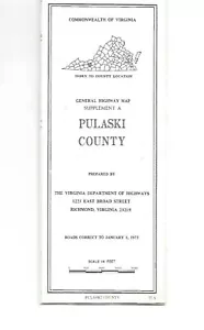 1973 Pulaski County, Virginia Supplement A General Highway Map - Picture 1 of 4