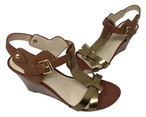 Marc Fisher Women's Casandra Comfort Wedge Dress Sandals Brn/Gld Size:8 197J - Picture 1 of 5