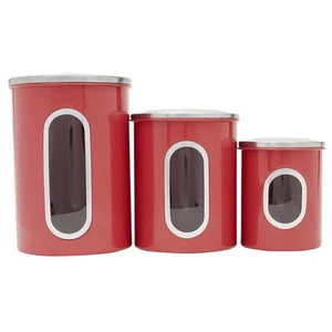 Home Basics 3 Piece Canister Set for the Kitchen Kitchen Jars with... - Picture 1 of 7