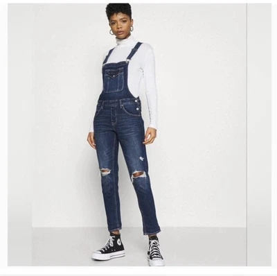 Mono American Eagle Tomgirl Denim Envejecido Lavado Oscuro Talla Pequeña  Foto 1 de 4