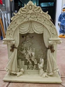 Kirklands Lighted Christmas Window Scene Girl Watching Santa’s Arrival Resin - Picture 1 of 7