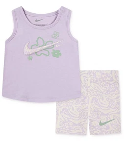 Youth Girls Nike 2 Piece Set Shirt Tank Bike Shorts Size 5 Small NWT Dri Fit - Picture 1 of 7