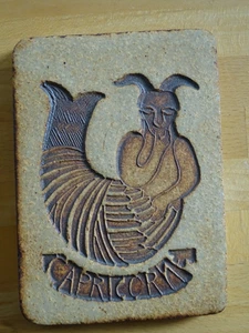 ROGER CAPRON CARREAU CERAMIQUE SIGNE ASTROLOGIQUE CAPRICORNE - Imagen 1 de 6