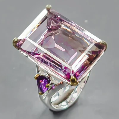 Joyería 25 ct+ Anillo Ametrino Natural Plata de Ley 925 Talla 7.5/R440810 Foto 1 de 4