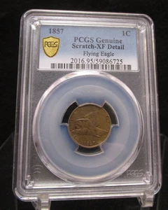 1857 PCGS XF Details Scratch Flying Eagle 1 Cent Strong Strike - Picture 1 of 4