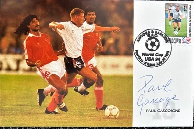 Signed Paul Gascogne England World Cup 1990 FDC Autograph Postcard Signature - Image 1 of 3