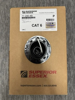 Cable de cobre superior ESSEX 77-240-4B de 1000 pies, 4 pares, 23 AWG Cat 6 CMP blanco Foto 1 de 4