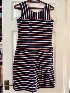 Weird Fish Size 10 Risso Organic Navy Multi Striped Dress - Picture 1 of 4