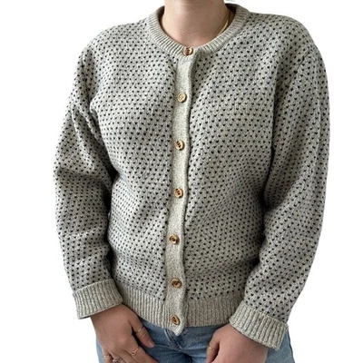 Cárdigan de otoño vintage Woolrich para mujer Birdseye azul marino mezcla de lana talla M Foto 1 de 4