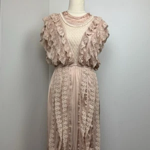 Alice McCall Long Dress Blush Pink Desire Ballet Lace Frills Romantic Gown SZ 6 - Picture 1 of 11
