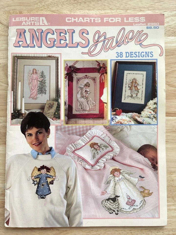 Angels Galore Cross Stitch Pattern Book 38 Designs Leisure Arts 2960 Vintage - Image 1 of 4