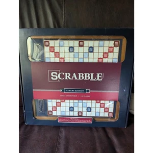 BNIB Scrabble Luxury Edition with Rotating Wooden Game Board Winning Solutions - Picture 1 of 1