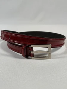 ANN TAYLOR Damen Hochglanz Italienischer Leder Gürtel Rotbraun Größe S Messingschnalle - Bild 1 von 14