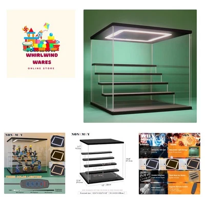 Clear Acrylic Display Case Stand with LED Light 2/3/4/5/6 Tier Storage Box Sh... - Image 1 of 4