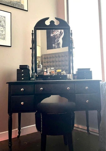Antique Goth French Victorian Vanity Dressing Table & Chair - Make an offer! Cover