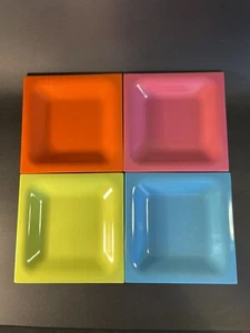 4 Colorful Zak Designs Melamine Snack Plates 4.75” Square - Picture 1 of 13