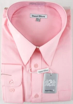 Camisa de vestir rosa con puños convertibles Daniel Ellissa para hombre nueva con etiquetas, 18,5 (34/35) Foto 1 de 2