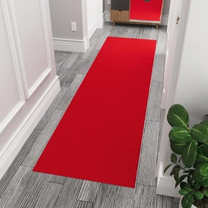 2x9 Commercial Runner Rug Non-Slip Scraper Pile Indoor Outdoor Red Durable - Picture 1 of 12