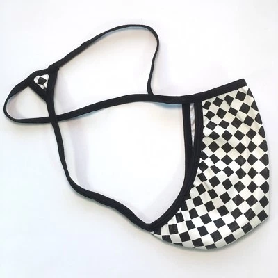 K526V 黑色 PVC 男式字符串袋丁字裤轮廓袋 — 第 1/4 张图片