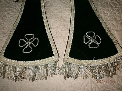 ANCIENNE ETOLE/VELOURS NOIR /RUBAN FRANGES ARGENT/COLLECTION/chasuble/aube/CROIX - Photo 1/4